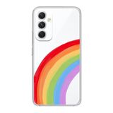Manitoba Samsung Galaxy A14 ile Uyumlu Baskılı Yumuşak Silikon Şeffaf Telefon Kılıfı, Gökkuşağı Desen