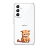 Manitoba Samsung Galaxy A14 ile Uyumlu Baskılı Yumuşak Silikon Şeffaf Telefon Kılıfı, Kedi Deseni