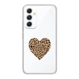 Manitoba Samsung Galaxy A14 ile Uyumlu Baskılı Yumuşak Silikon Şeffaf Telefon Kılıfı, Leopar Desen