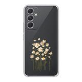 Manitoba Samsung Galaxy A14 ile Uyumlu Baskılı Yumuşak Silikon Şeffaf Telefon Kılıfı, Papatya Deseni