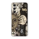 Manitoba Samsung Galaxy A14 Uyumlu Ay ve Güneş Tasarımlı Baskılı Şeffaf Telefon Kılıfı