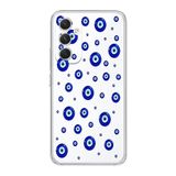 Manitoba Samsung Galaxy A14 Uyumlu Baskılı Yumuşak Silikon Şeffaf Telefon Kılıfı, Mavi Nazar Deseni