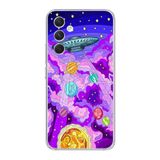 Manitoba Samsung Galaxy A14 Uyumlu Gezegenler Tasarımlı Şeffaf Telefon Kılıfı, Çok Renkli