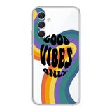 Manitoba Samsung Galaxy A14 Uyumlu Good Vibes Only Tasarımlı Şeffaf Telefon Kılıfı, Çok Renkli