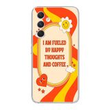 Manitoba Samsung Galaxy A14 Uyumlu Happy And Coffee Tasarımlı Şeffaf Telefon Kılıfı, Çok Renkli