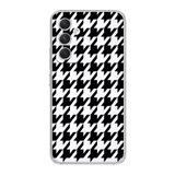 Manitoba Samsung Galaxy A14 Uyumlu Houndstooth Desen Tasarımlı Şeffaf Telefon Kılıfı, Silikon, Siyah Beyaz