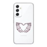 Manitoba Samsung Galaxy A14 Uyumlu İskelet Kalp Tasarımlı Şeffaf Telefon Kılıfı, Çok Renkli