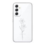Manitoba Samsung Galaxy A14 Uyumlu Minimal Çiçek Tasarımlı Şeffaf Telefon Kılıfı