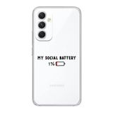 Manitoba Samsung Galaxy A14 Uyumlu My Social Battery Tasarımlı Şeffaf Telefon Kılıfı, Çok Renkli