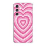 Manitoba Samsung Galaxy A14 Uyumlu Pembe Kalp Tasarımlı Baskılı Şeffaf Telefon Kılıfı