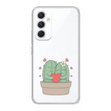 Manitoba Samsung Galaxy A14 Uyumlu Sevimli Kaktüsler Tasarımlı Şeffaf Telefon Kılıfı