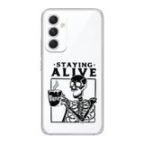 Manitoba Samsung Galaxy A14 Uyumlu Staying Alive Tasarımlı Şeffaf Telefon Kılıfı