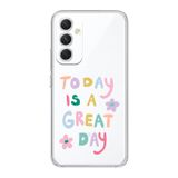 Manitoba Samsung Galaxy A14 Uyumlu Today Is A Great Day Tasarımlı Şeffaf Telefon Kılıfı, Çok Renkli