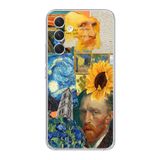 Manitoba Samsung Galaxy A14 Uyumlu Van Gogh Kolaj Tasarımlı Şeffaf Telefon Kılıfı, Çok Renkli