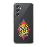 Manitoba Samsung Galaxy A14 Uyumlu Work Hard Tasarımlı Baskılı Şeffaf Telefon Kılıfı