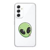 Manitoba Samsung Galaxy A16 ile Uyumlu Baskılı Yumuşak Silikon Şeffaf Telefon Kılıfı, Yeşil Alien Desen