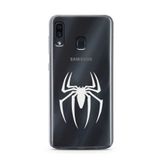 Manitoba Samsung Galaxy A20/A30 ile Uyumlu Örümcek Logo Tasarımlı Baskılı Şeffaf Telefon Kılıfı