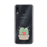 Manitoba Samsung Galaxy A20/A30 ile Uyumlu Sevimli Kaktüsler Tasarımlı Baskılı Şeffaf Telefon Kılıfı