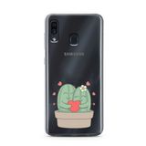 Manitoba Samsung Galaxy A20/A30 Uyumlu Baskılı Yumuşak Silikon Şeffaf Telefon Kılıfı, Kaktüs Desen