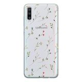 Manitoba Samsung Galaxy A20S ile Uyumlu Çiçekler Tasarımlı Baskılı Telefon Kılıfı, Silikon, Şeffaf