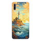 Manitoba Samsung Galaxy A20S ile Uyumlu Deniz Feneri Tasarımlı Şeffaf Telefon Kılıfı, Çok Renkli