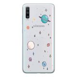 Manitoba Samsung Galaxy A20S ile Uyumlu Gezegenler Tasarımlı Şeffaf Telefon Kılıfı, Çok Renkli