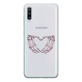 Manitoba Samsung Galaxy A20S ile Uyumlu İskelet Kalp Tasarımlı Şeffaf Telefon Kılıfı, Çok Renkli