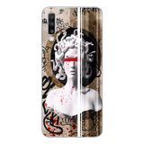 Manitoba Samsung Galaxy A20S ile Uyumlu Medusa Tasarımlı Şeffaf Telefon Kılıfı, Çok Renkli