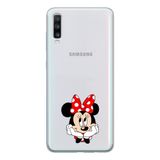 Manitoba Samsung Galaxy A20S ile Uyumlu Minnie Mouse Tasarımlı Baskılı Şeffaf Telefon Kılıfı