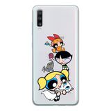 Manitoba Samsung Galaxy A20S ile Uyumlu Powerpuff Girls Tasarımlı Şeffaf Telefon Kılıfı, Silikon, Çok Renkli