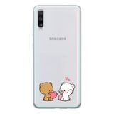 Manitoba Samsung Galaxy A20S ile Uyumlu Sevimli Ayıcıklar Tasarımlı Şeffaf Telefon Kılıfı, Çok Renkli