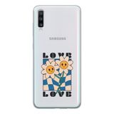 Manitoba Samsung Galaxy A20S ile Uyumlu Sevimli Çiçekler Tasarımlı Baskılı Şeffaf Telefon Kılıfı