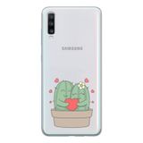 Manitoba Samsung Galaxy A20S ile Uyumlu Sevimli Kaktüsler Tasarımlı Şeffaf Telefon Kılıfı, Çok Renkli