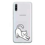 Manitoba Samsung Galaxy A20S ile Uyumlu Sevimli Kedi Tasarımlı Şeffaf Telefon Kılıfı, Çok Renkli