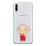 Manitoba Samsung Galaxy A20S ile Uyumlu Stewie Griffin Tasarımlı Şeffaf Telefon Kılıfı, Silikon, Çok Renkli