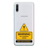 Manitoba Samsung Galaxy A20S ile Uyumlu Warning Tasarımlı Şeffaf Telefon Kılıfı, Çok Renkli