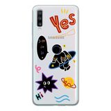 Manitoba Samsung Galaxy A20S Uyumlu Astronot Tasarımlı Şeffaf Telefon Kılıfı, Çok Renkli