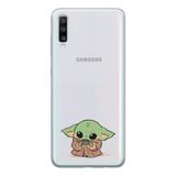Manitoba Samsung Galaxy A20S Uyumlu Baby Yoda Tasarımlı Baskılı Şeffaf Telefon Kılıfı