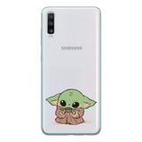 Manitoba Samsung Galaxy A20S Uyumlu Baby Yoda Tasarımlı Şeffaf Telefon Kılıfı, Çok Renkli