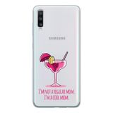 Manitoba Samsung Galaxy A20S Uyumlu Cool Mom Tasarımlı Şeffaf Telefon Kılıfı, Çok Renkli