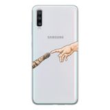 Manitoba Samsung Galaxy A20S Uyumlu El ve Pati Tasarımlı Şeffaf Telefon Kılıfı, Çok Renkli