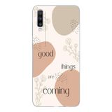 Manitoba Samsung Galaxy A20S Uyumlu Good Things Are Coming Tasarımlı Şeffaf Telefon Kılıfı, Çok Renkli