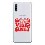 Manitoba Samsung Galaxy A20S Uyumlu Good Vibes Only Tasarımlı Şeffaf Telefon Kılıfı