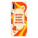 Manitoba Samsung Galaxy A20S Uyumlu Happy And Coffee Tasarımlı Şeffaf Telefon Kılıfı, Çok Renkli