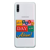 Manitoba Samsung Galaxy A20S Uyumlu, Its A Good Day Tasarımlı, Şeffaf Silikon Telefon Kılıfı, Çok Renkli