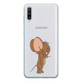 Manitoba Samsung Galaxy A20S Uyumlu Jerry Tasarımlı Şeffaf Telefon Kılıfı, Silikon, Çok Renkli
