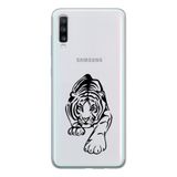 Manitoba Samsung Galaxy A20S Uyumlu Kaplan Tasarımlı Baskılı Şeffaf Telefon Kılıfı