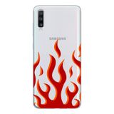 Manitoba Samsung Galaxy A20S Uyumlu Kırmızı Alev Tasarımlı Şeffaf Telefon Kılıfı