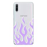 Manitoba Samsung Galaxy A20S Uyumlu Lila Alev Tasarımlı Şeffaf Telefon Kılıfı