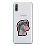 Manitoba Samsung Galaxy A20S Uyumlu Michelangelo Tasarımlı Şeffaf Telefon Kılıfı, Çok Renkli